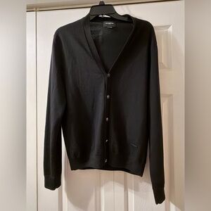 The Kooples Skull Button Slim Merino Wool Black Cardigan Size M